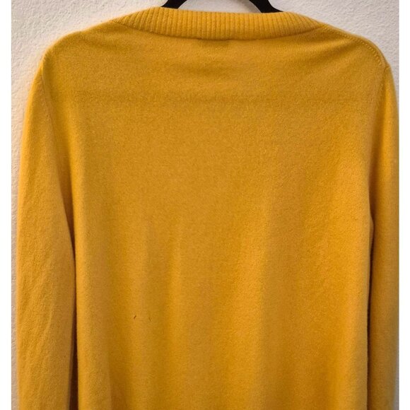 Talbots 100% Cashmere Mustard Yellow Cardigan 3X a few small holes - Picture 4 of 8